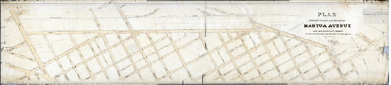 Plan (alternate image), Plan of the revision of lines and grades of Mantua Avenue with the adjacent streets In the 24th Ward, directed by resolution of Councils, approved May 14th, 1873 
