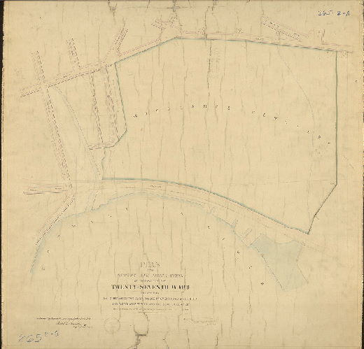 Plan, Plan of the survey and regulation of that part of the Twenty-seventh Ward Philadelphia lying between the Alms-House Property and Mill Creek and Woodland Street and the Schuylkill River [Ordinance July 10, 1865; survey returned March 1872; confirmed Sept. 2, 1872] 