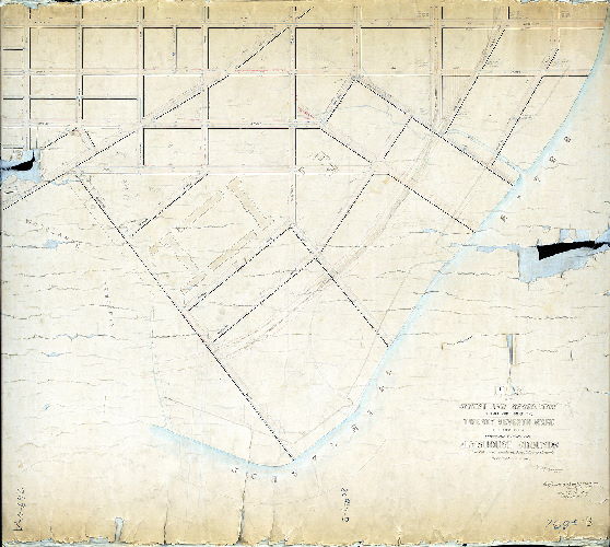 Plan (alternate image), Plan of the survey and regulation of that portion of the Twenty-seventh Ward Philadelphia embraced within the Almshouse Grounds [Resolution March 28, 1871; survey returned Dec. 2, 1872; confirmed March 17, 1873]