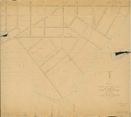 Plan, Plan of the survey and regulation of that portion of the Twenty-seventh Ward Philadelphia embraced within the Almshouse Grounds [Resolution March 28, 1871; survey returned Dec. 2, 1872; confirmed March 17, 1873]