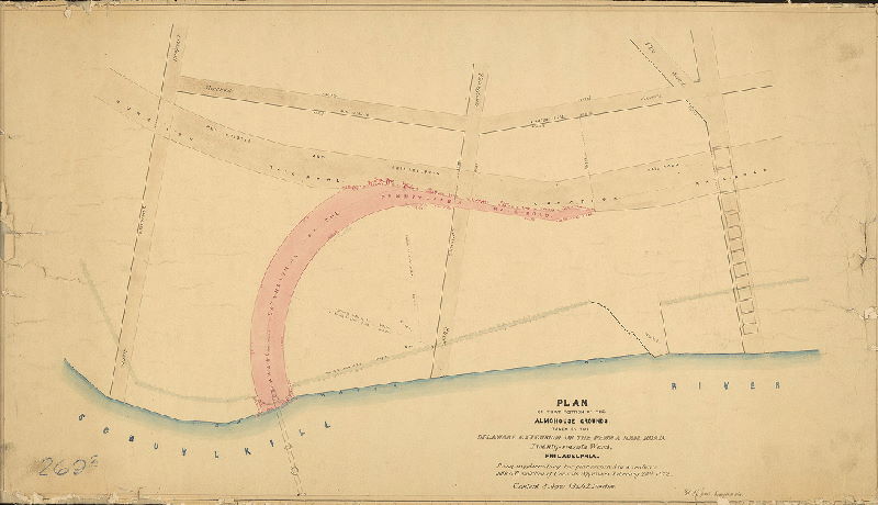 Plan, Plan of that portion of the Almshouse grounds taken by the Delaware Extension of the Penn'a. Rail Road, Twenty-seventh Ward, Philadelphia. Being supplementary to a plan prepared in accordance with a resolution of Councils approved February 24th 1872. 