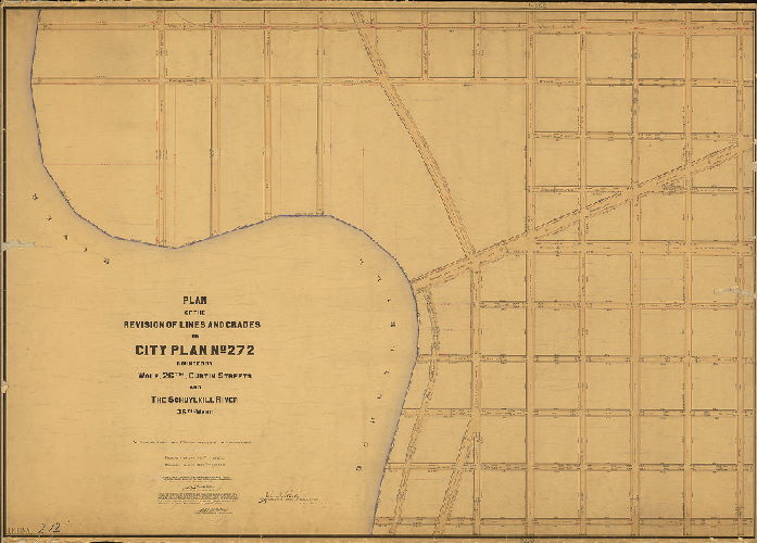 Plan, Plan of the revision of lines and grades on City Plan No. 272 bounded by Wolf, 26th, Curtin Streets and the Schuylkill River. 36th Ward. [Ordinances Dec. 19, 1892 and Dec. 28, 1895; confirmed Sept. 16 and Oct. 21, 1912]