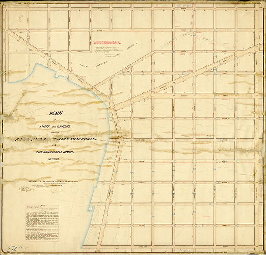 Plan (alternate image), Plan of lines and grades between Ritner, Geary and Twenty-Fifth Streets, and the Schuylkill River. 26th Ward [Confirmed Sept. 7, 1874]