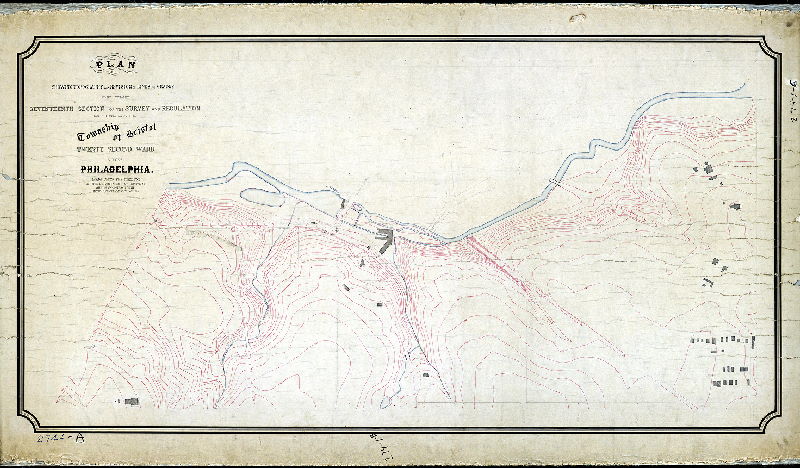 Plan, Plan showing topography and revision of lines and grades of the Seventeenth Section of the survey and regulation of the late Township of Bristol, Twenty-second Ward, City of Philadelphia [Resolution, no date; no confirmation date]