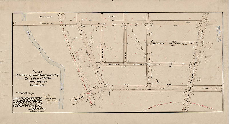 Plan, Plan of the revision of lines and grades on portion of City Plan No. 274, Thirty-fifth Ward, Philadelphia [Ordinances July 17, 1891 and March 15, 1892; survey returned July 21, 1902; confirmed Aug. 18, 1902]