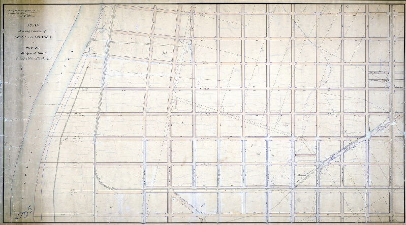 Plan (alternate image), Plan showing revisions of lines and grades on Plan 279 authorized by an ordinance of Councils approved Dec 19th 1892. Approved by Board of Surveyors. [Portion confirmed 1899]