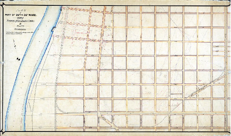 Plan (alternate image), Plan of part of 26th now 36th Ward showing revision of lines and grades on Plan No. 279 Philadelphia. [Ordinance Dec. 19, 1892; approval date not noted]