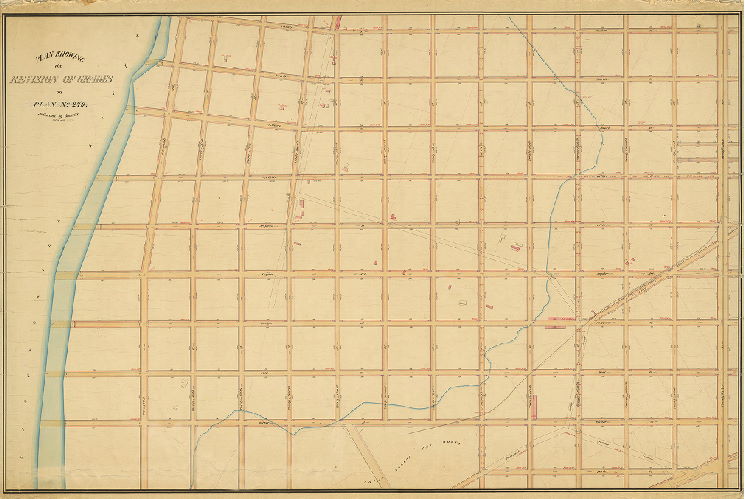 Plan, Plan showing the revision of grades on Plan No. 279, authorised by Councils, Oct. 20, 1874