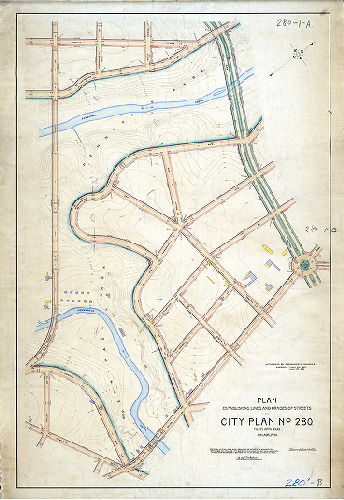 Plan, Plan establishing lines and grades of streets on City Plan No. 280, Thirty-fifth Ward Philadelphia [Ordinances 1907 and 1908; confirmed March 15, 1909]