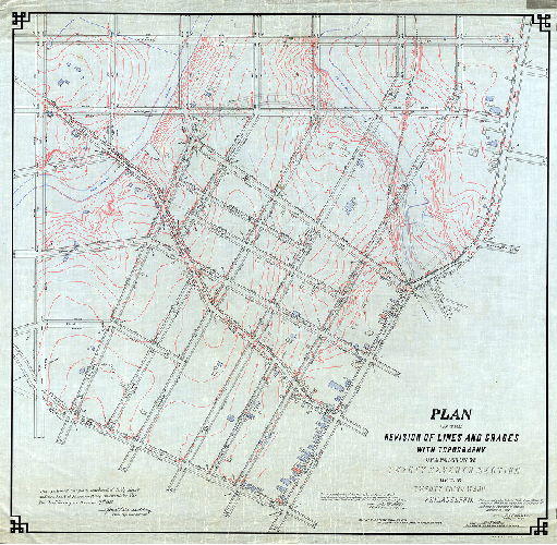 Plan, Plan of the revision of lines and grades with topography of a portion of Twenty-seventh Section of the Twenty-third Ward Philadelphia. [Ordinance March 27, 1888; confirmed various dates from 1891 to 1899]