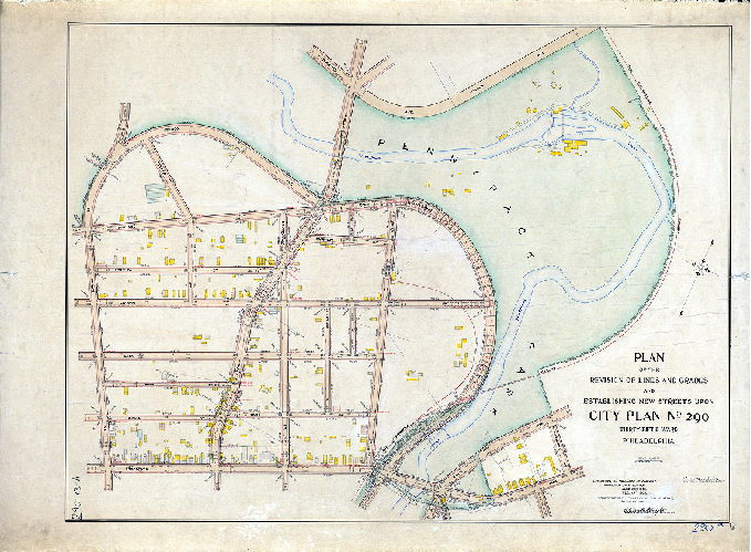 Plan (alternate image), Plan of the revision of lines and grades and establishing new streets upon City Plan No. 290, Thirty-fifth Ward, Philadelphia. [Ordinances 1902, 1907 and 1909; confirmed July 10, 1916]