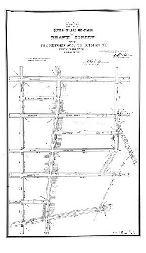 Plan, Plan of the revision of lines and grades of Rhawn Street from Frankford Ave. to Ditman St., Forty-first Ward, Phila. [Ordinance Nov. 10, 1900; survey returned Jan. 19, 1901; confirmed Feb. 4, 1901]