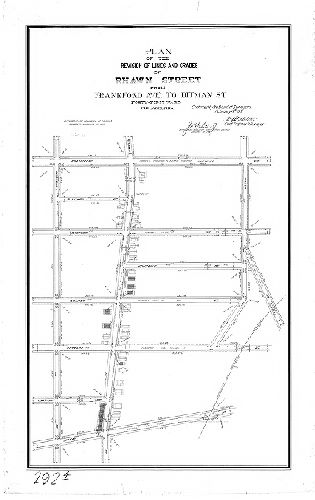 Plan, Plan of the revision of lines and grades of Rhawn Street from Frankford Ave. to Ditman St., Forty-first Ward, Phila. [Ordinance Nov. 10, 1900; survey returned Jan. 19, 1901; confirmed Feb. 4, 1901]