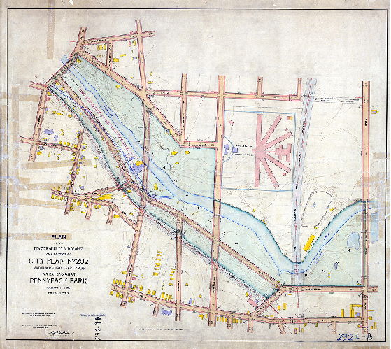 Plan, Plan of the revision of lines and grades in a portion of City Plan No. 292 and place upon the city plan an extension of Pennypack Park, Forty-first Ward Philadelphia [Ordinance July 2, 1908; confirmed Nov. 16, 1908]