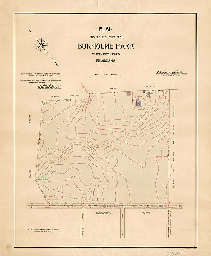 Plan, Plan to place on City Plan Burholme Park. 35th Ward Philadelphia. [Ordinance July 27, 1905; confirmed Nov. 6, 1905]