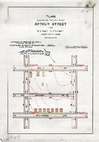 Plan, Plan placing on the City Plan Arthur Street from "E" Street to "F" Street, Thirty-fifth Ward, Philadelphia. [Ordinance Dec. 18, 1913; confirmed June 1, 1914]