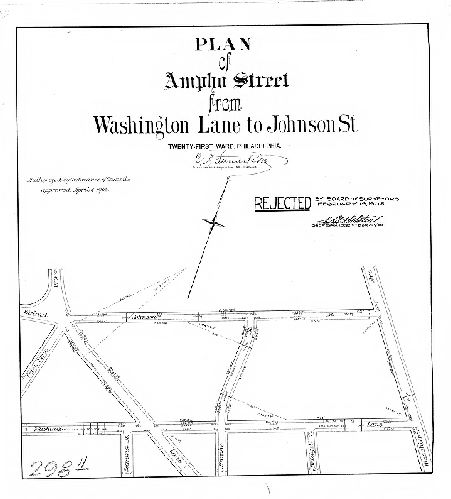 Plan, Plan of Ampho Street, Washington Lane to Johnson St., Twenty-first Ward, Philadelphia [Ordinance April 4, 1903; rejected Feb. 19, 1906]