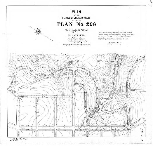 Plan, Plan of the revision of lines and grades of part of Plan No. 298, Twenty-first Ward, Philadelphia [Ordinance Feb. 15, 1911; survey returned June 1911; confirmed March 18, 1912]