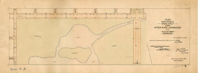 Plan, Plan revising the grades of Broad Street between Pattison Avenue and Hastings Street in the 26th and 39th Wards Philadelphia. Part of City Plan 300. [Ordinances Dec. 28, 1895 and March 10, 1905; survey returned May 27, 1905; confirmed Oct. 2, 1905]