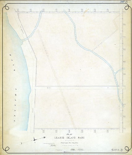 Plan (alternate image), Plan of League Island Park as ordered to be placed upon the City Plan by ordinance approved July 2, 1894 [Survey returned Jan. 23, 1895; confirmed May 6, 1895]