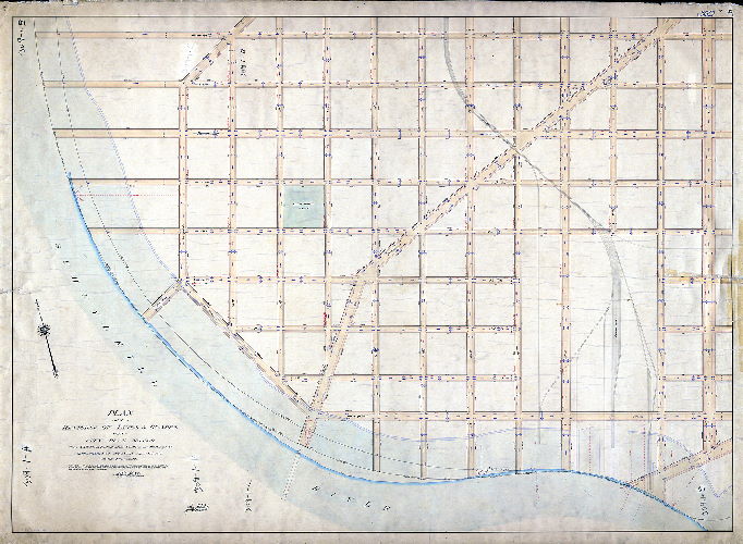 Plan (alternate image), Plan of the revision of lines & grades on City Plan No. 309 from 25th St. to [Schuylkill] River, and south from Hastings St. [Ordinances Dec. 28, 1895 and April 6, 1897; confirmed Feb. 20, 1905.] 