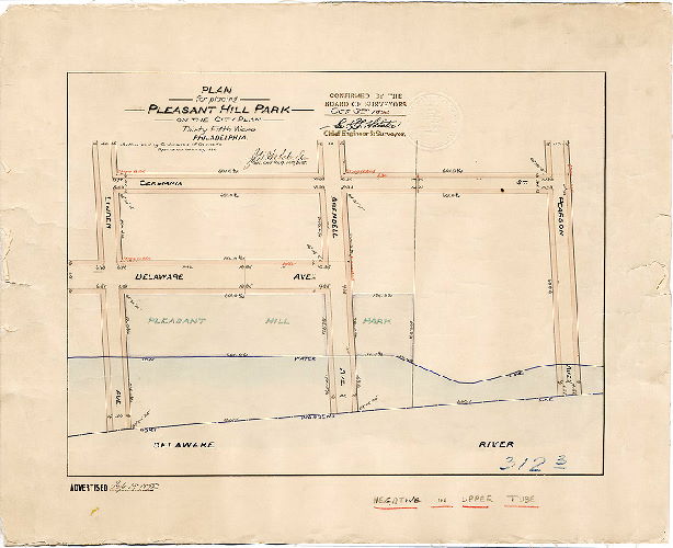 Plan, Plan for placing Pleasant Hill Park on the City Plan, Thirty-fifth Ward, Philadelphia [Ordinance June 27, 1892; confirmed Oct. 3, 1892]
