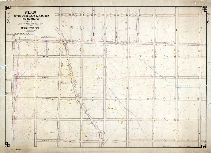 Plan, Plan establishing lines and grades with topography of the Thirty-seventh Section of the Twenty-third Ward Philadelphia [Ordinance Sept. 21, 1887; confirmed Dec. 21, 1891]