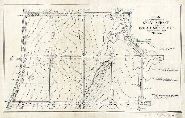 Plan, Plan for revising grades of Grant Street from Frankford Avenue to Tulip Street. Thirty-fifth Ward, Philadelphia. [Ordinance March 29,1898; survey returned April 16, 1898; confirmed Sept. 19. 1898]