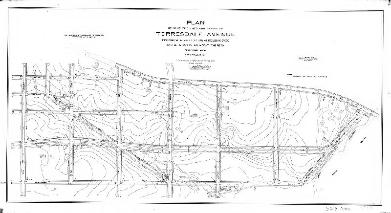 Plan, Plan revising the lines and grades of Torresdale Avenue from Convent Avenue to City Line at Poquessing Creek and of streets adjacent to thereto. Forty-first Ward, Philadelphia. [Ordinance June 30, 1910; survey returned Aug. 19, 1910; confirmed April 7, 1913]