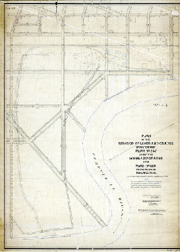 Plan (alternate image), Plan of the revision of lines and grades upon a portion of Plan No. 247 and of the lines and grades upon Plan No. 326, Fortieth Ward, Philadelphia [Ordinance Dec. 28, 1895; confirmed 1899, 1907 and 1909] 