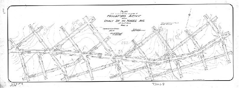 Plan, Plan of the revision of the lines and grades of Frankford Ave. between Comly St. and Magee Ave. 35th and 41st Wards, Phila. [Ordinance March 15, 1911; confirmed June 19, 1916] 
