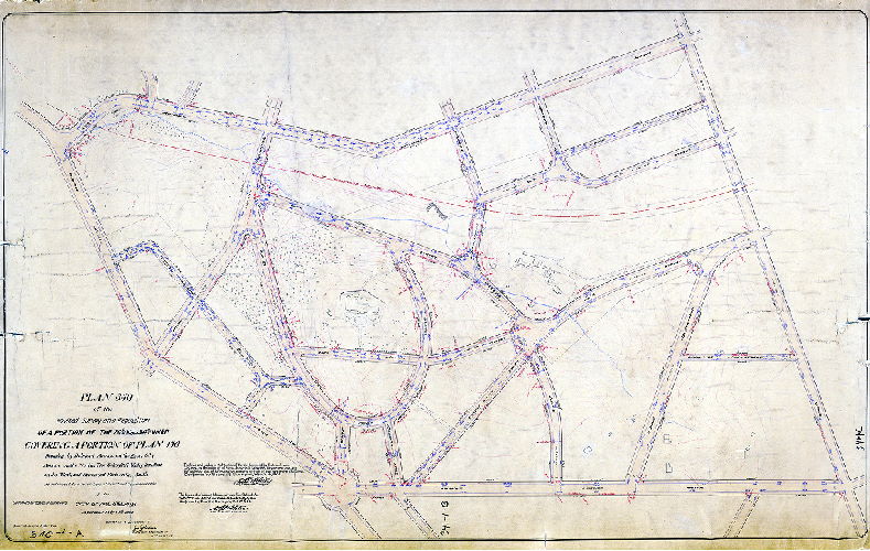 Plan, Plan 340 of the revised survey and regulation of a portion of the 24th (now 34th) Ward covering a portion of Plan 170. Bounded by Belmont Avenue on the east, City Avenue on the north, The Schuylkill Valley Rail-Road on the west and Fairmount Park on the south. [Resolution Feb. 16, 1869; confirmed 1906 and 1908]