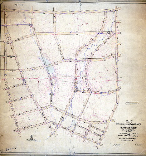 Plan, Plan showing revision of lines and grades on portions of Plans Nos. 198, 161 (now 343), 34th Ward [Ordinance Jan. 23, 1905; survey returned March 12, 1907; confirmed Jan. 4, 1909]
