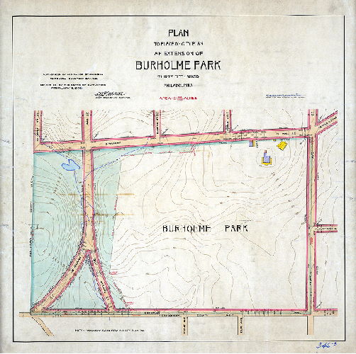 Plan, Plan to place on City Plan an extension of Burholme Park, Thirty-fifth Ward Philadelphia. Area 21 282/1000 aces. [Ordinance Nov. 30, 1908; confirmed Feb. 15, 1909]