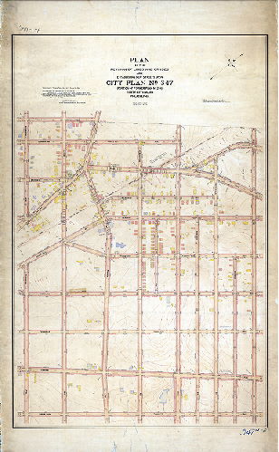 Plan (alternate image), Plan of the revision of lines and grades and establishing new streets upon City Plan No. 347 (portion of former Plan No. 294), Thirty-fifth Ward, Philadelphia. [Ordinances 1905 and 1907; confirmed March 15, 1915]