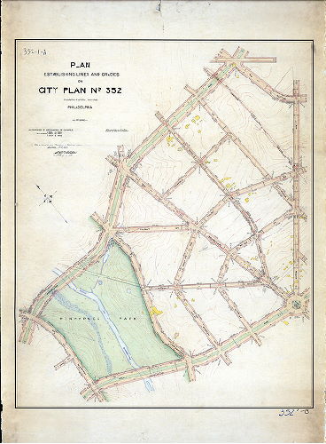 Plan (alternate image), Plan establishing lines and grades on City Plan No. 352, Thirty-fifth Ward, Philadelphia. [Ordinances 1902, 1907, 1908; confirmed April 7, 1913]