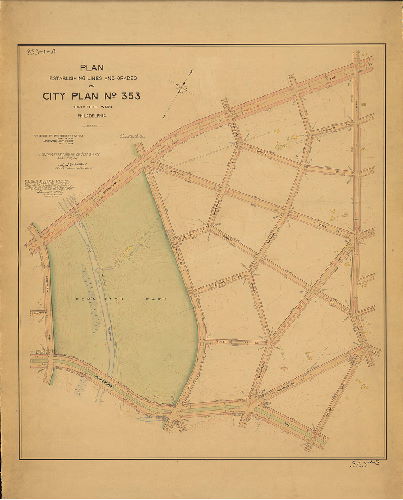 Plan, Plan establishing lines and grades on City Plan No. 353, Thirty-fifth Ward, Philadelphia. [Ordinances 1902, 1907, 1908; confirmed April 7, 1913]
