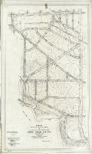 Plan (alternate image), Plan revising the lines and grades and establishing new streets upon City Plan No. 361, 35th Ward, Philadelphia. [Ordinance July 20, 1907; confirmed Oct. 16 and Nov. 20, 1922]