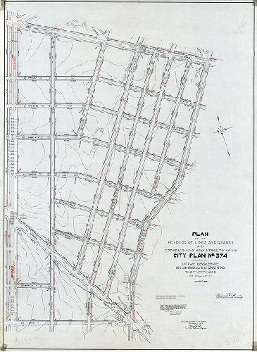 Plan (alternate image), Plan of the revision of lines and grades and establishing new streets upon City Plan No. 371 … Thirty-fifth Ward, Philadelphia. [Ordinance July 20. 1907; confirmed Jan. 3, 1927]