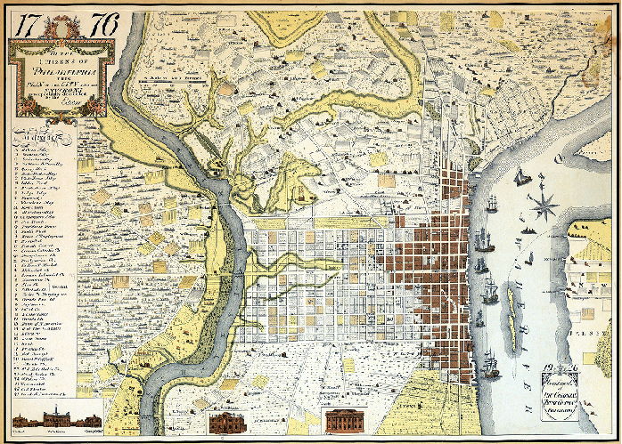 Plan (alternate image), 1776. To the citizens of Philadelphia this plan of the City and its environs is respectfully dedicated by the Editor. 1926. Compliments of the Colonial Trust Company, Philadelphia. [Reproduction of a map made by P. C. Varle in 1794; one original is in collection of Library Company of Philadelphia]