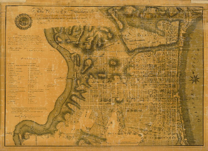 Plan, This plan of the city of Philadelphia and its environs (shewing the improved parts) is dedicated to the Mayor, Aldermen and Citizens thereof by their most obedient servant, John Hills, Surveyor and Draughtsman. May 30th, 1796. 