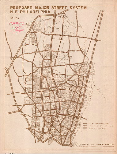 Plan, Proposed major street system, N.E. [Northeast] Philadelphia. Study. 