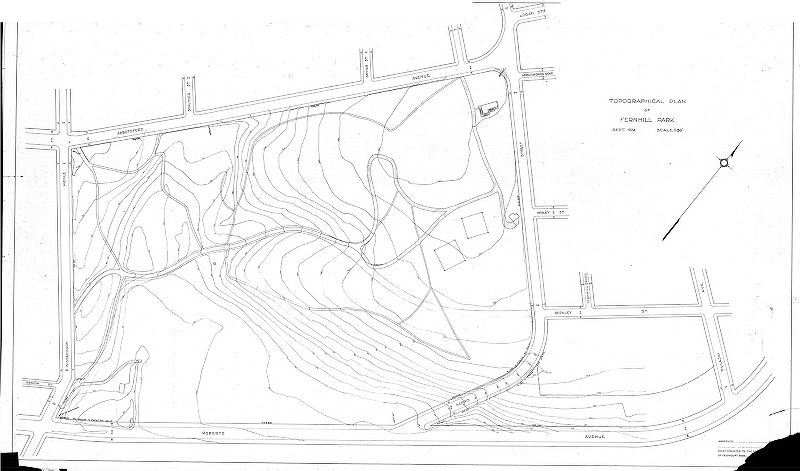 Plan, Topographical plan of Fernhill Park