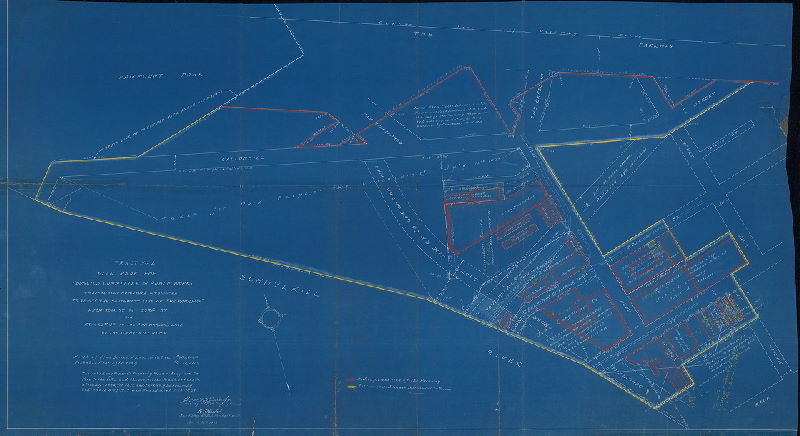 Plan, Tract No. 2. Plan made for Councils Committee on Public Works to accompany ordinance introduced to revise southwest line of "The Parkway" from 20th St. to 22nd St. and from 23rd St. to the Port Warden's line of the Schuylkill River. 