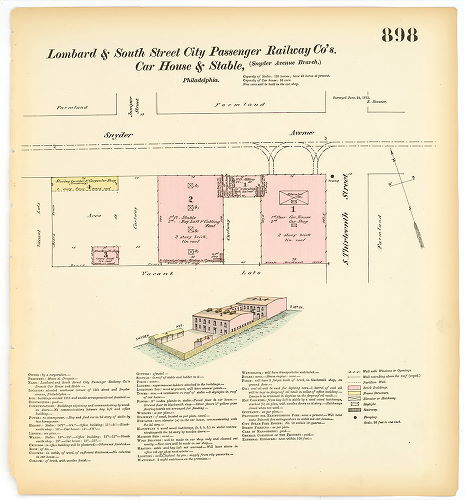 Lombard & South Street City Passenger Railway Co.'s Car House & Stable - Snyder Ave Branch, Hexamer General Surveys, Volume 10
