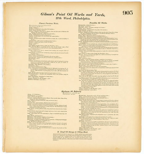 Phoenix Petroleum Works (Gibson's Point Oil Works and Yards); Franklin Oil Works (Gibson's Point Oil Works and Yards); Harkness Oil Refinery (Gibson's Point Oil Works and Yards); M. Lloyd Oil Storage & Filling Shed (Gibson's Point Oil Works and Yards), Hexamer General Surveys, Volume 10