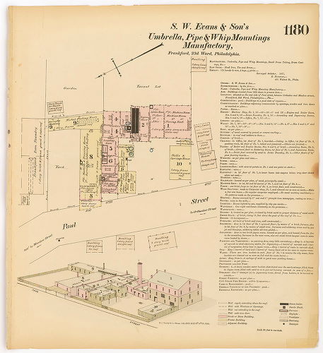 Evans, S. W. & Son's Umbrella, Pipe and Whip Mountings Manufactory, Hexamer General Surveys, Volume 13