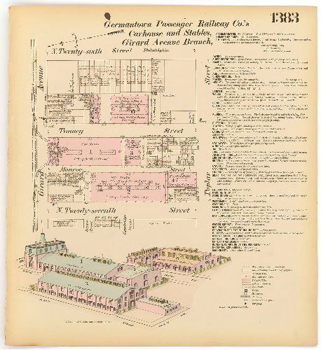 Germantown Passenger Railway Co.'s Car House and Stables, Girard Ave Branch, Hexamer General Surveys, Volume 15