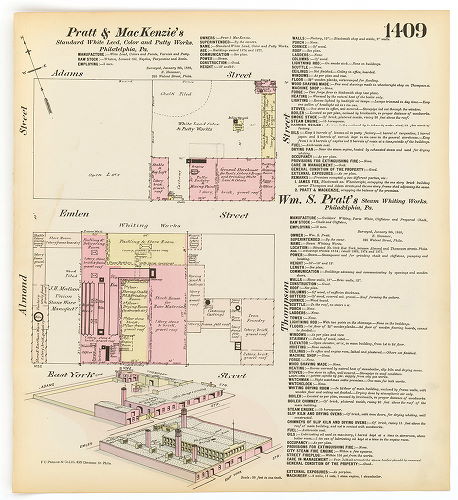 Standard White Lead, Color and Putty Works; Pratt's Steam Whiting Works, Hexamer General Surveys, Volume 15