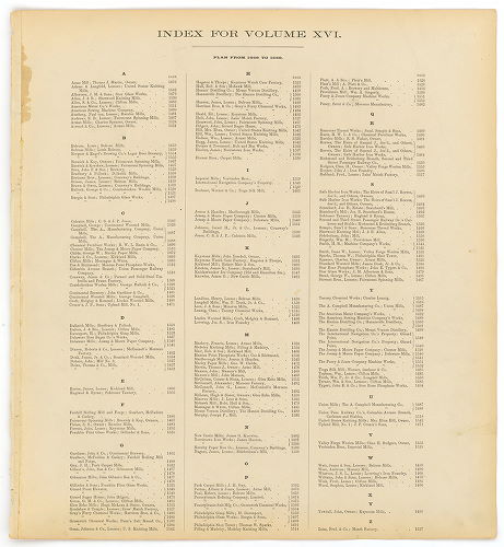 Index -- Plan from No. 1456 to 1555, Hexamer General Surveys, Volume 16